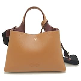 Tod's-Tod's Leather SACCA Micro 2WAY Handbag-Brown