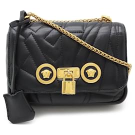 Versace-Versace Medusa Quilted Leather Chain Shoulder Bag-Black
