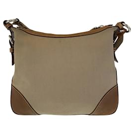 Prada-Prada Canvas Leather Logo Jacquard Shoulder Bag-Beige