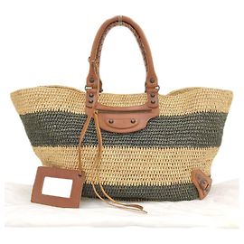 Balenciaga Raffia Handbag Beige