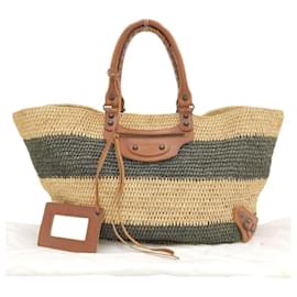 Balenciaga-Balenciaga Raffia Handbag-Beige