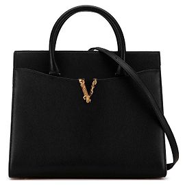 Versace Virtus Lederhandtasche 2WAY Schwarz Schwarz