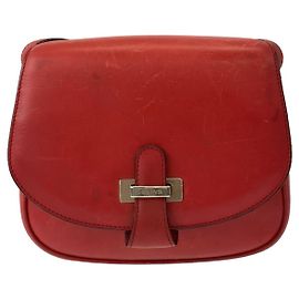 Céline Celine Leather Shoulder Bag Pochette Red