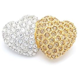 Spilla in cristallo a doppio cuore Swarovski Oro Argento D'oro