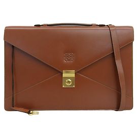Loewe Anagram Diplomatico Leather Briefcase Brown
