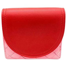 Bottega Veneta Leather Bifold Wallet Red Pink Red