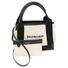 Balenciaga-Balenciaga Canvas Calfskin 2WAY Tote Bag Beige Black-Beige