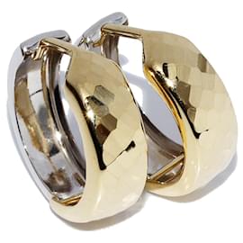 Autre Marque-K18YG K18WG Hoop Earrings-Golden