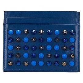 Christian Louboutin Studded Leather Card Case Blue