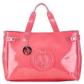 Armani Logo Patent Leather Tote Bag Pink