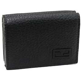Fendi-Fendi Tri-Fold Wallet FF Bucket Black-Black