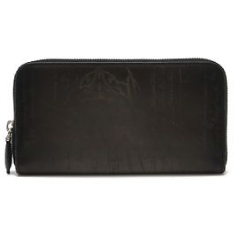 Berluti Venezia Leather Itauba Neo Long Zip Wallet Black Black