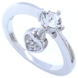 Swarovski Silver Plated Crystal Heart Ring Silvery
