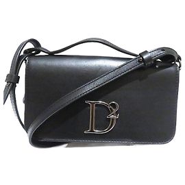 Dsquared2 Leder Schultertasche Schwarz