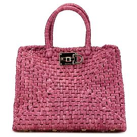 Borsa Raffia Gancini di Salvatore Ferragamo Porpora
