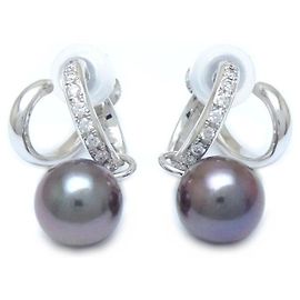 Pendientes de perlas negras Mikimoto K18WG Negro