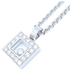 Collar cuadrado Happy Diamond Chopard K18WG Blanco