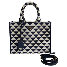 Prada Symbol Embroidery Small 2way Bag Blue