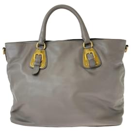 Prada-Prada Leather Tote Bag-Grey