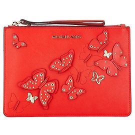 Clutch in pelle con logo a farfalla Michael Kors Rosso