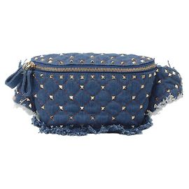Valentino Denim Studded Waist Bag Blue
