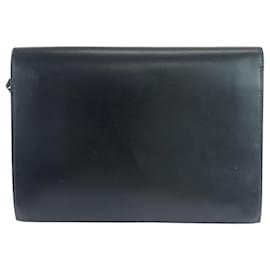 Hermès-Hermes Vintage Black Box Calf Clutch Bag-Black