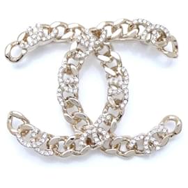Chanel-Chanel Coco Mark Brooch Rhinestone Gold Plated-Golden