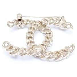 Chanel-Chanel Coco Mark Brooch Rhinestone Gold Plated-Golden