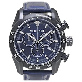 Versace-Versace V-RAY Chronograph Stainless Steel Leather-Blue