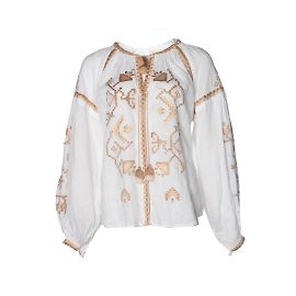 Autre Marque Onze mars, blouse brodée ethnique blanche Blanc