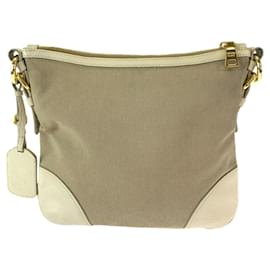 Prada-Prada Canvas Logo Jacquard Shoulder Bag-Beige