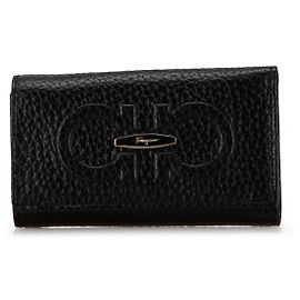 Salvatore Ferragamo Gancini Leather Key Case Black