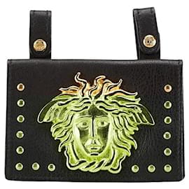 Versace-Versace Medusa Leather Waist Bag Black Gold-Black