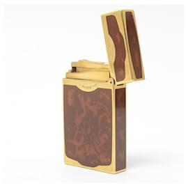 Autre Marque-S.T.Dupont Gold Marble Line 2 Double Flame Lighter-Golden