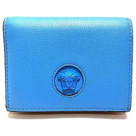 Portefeuille bifold avec logo Méduse Versace Bleu