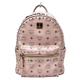 MCM Stark Studs Visetos Backpack Powder Pink Pink