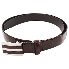 Autre Marque Cinturón de cuero de cocodrilo marrón para hombre Castaño