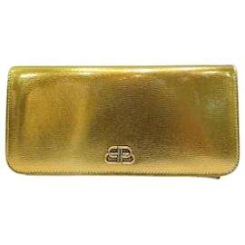 Balenciaga-Balenciaga Leather Long Wallet 601479-Golden