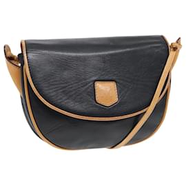 Céline-CELINE Shoulder Bag Leather Black Gold Auth ep5647-Black,Golden