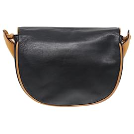 Céline-CELINE Shoulder Bag Leather Black Gold Auth ep5647-Black,Golden