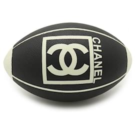 Chanel-Chanel Rubber Coco Mark Rugby Ball Black White Used-Black