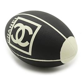 Chanel-Chanel Rubber Coco Mark Rugby Ball Black White Used-Black