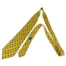 Corbata de seda con patrón de barco de Hermès Amarillo
