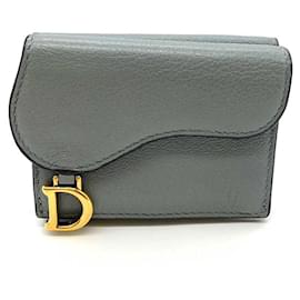 Dior Leather Saddle Compact Wallet Grey