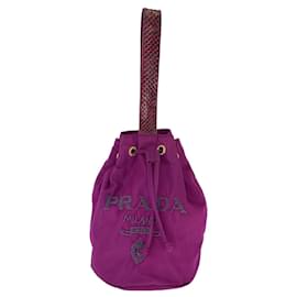 Prada-Prada Nylon Python Logo Bead Shoulder Bag-Purple