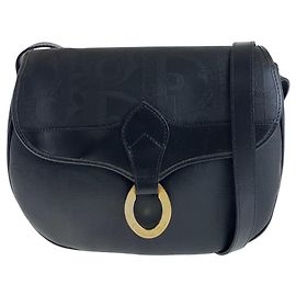 Borsa a spalla Dior Vintage Trotter in pelle PVC nera Nero