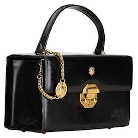 Versace-Versace Leather Sunburst Logo Handbag-Black