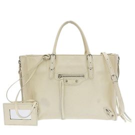 Balenciaga Leather Mini Handbag 2WAY Ivory White