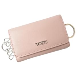 Tod's-Tod's Leather Key Case Light Pink-Pink