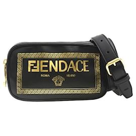 Fendi-Fendi Leather Camera Shoulder Bag Black-Black